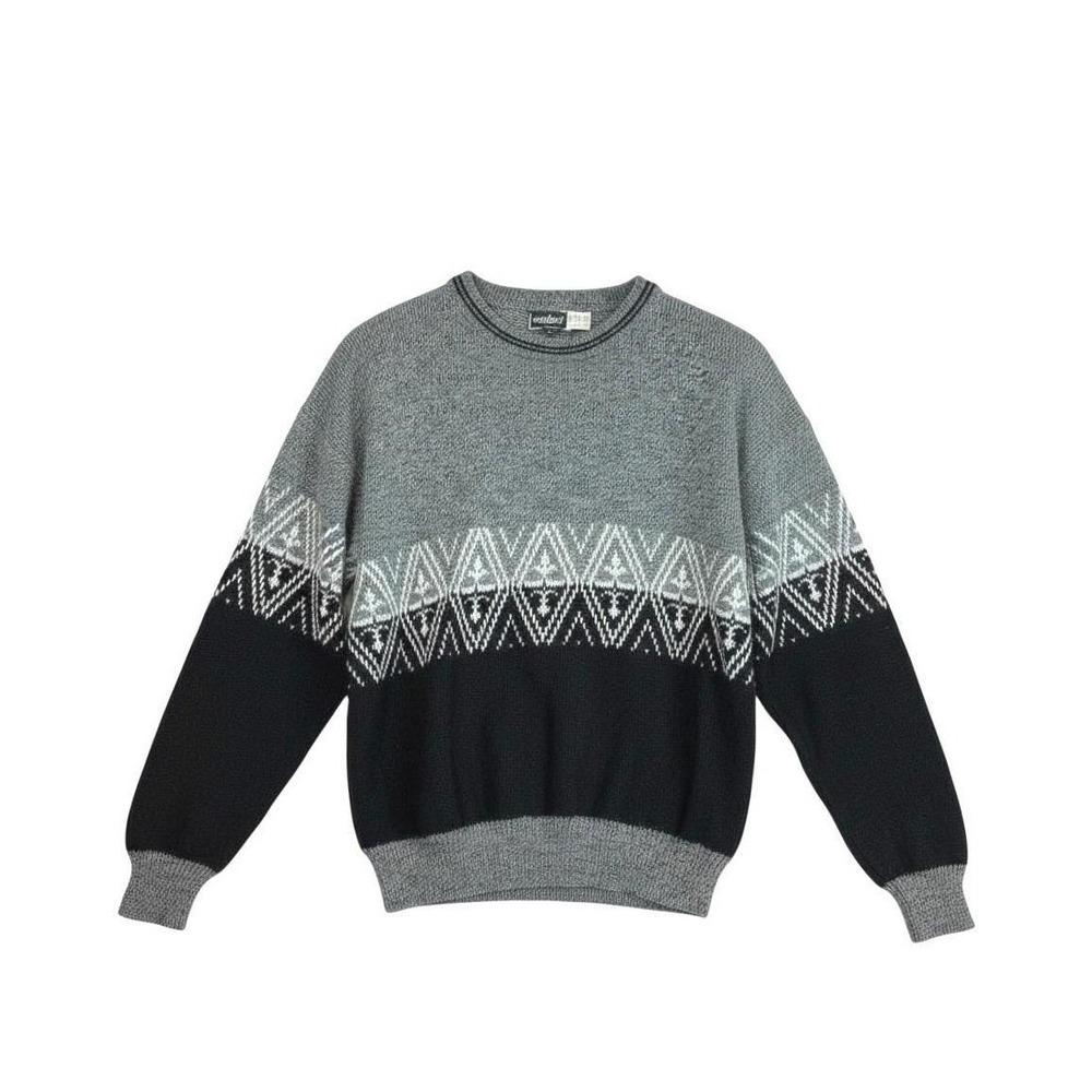 Vintage Turnabout USA Nordic Blk Wht Geometric Sweater XL Grandpa Indie Ski Core